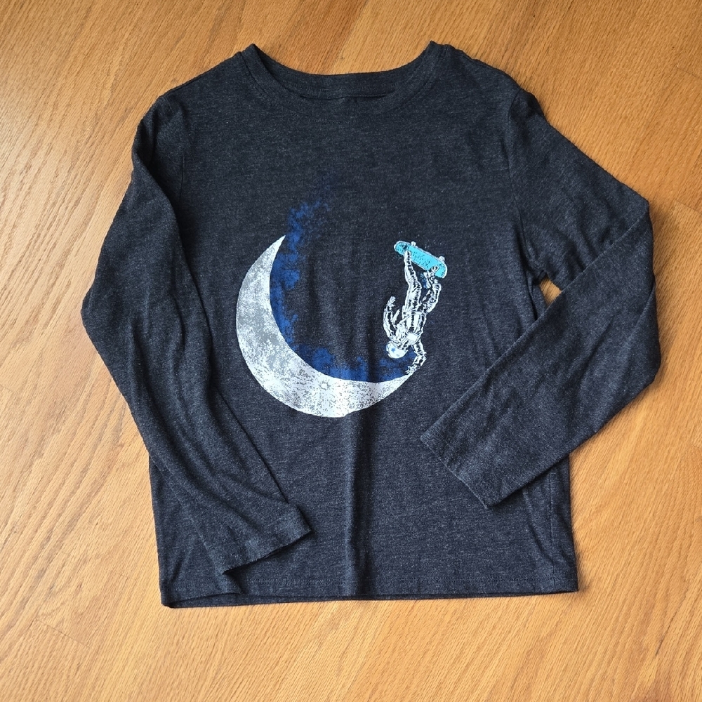 Cat & Jack Long Sleeve Shirt - Black with Blue Astronaut Graphic